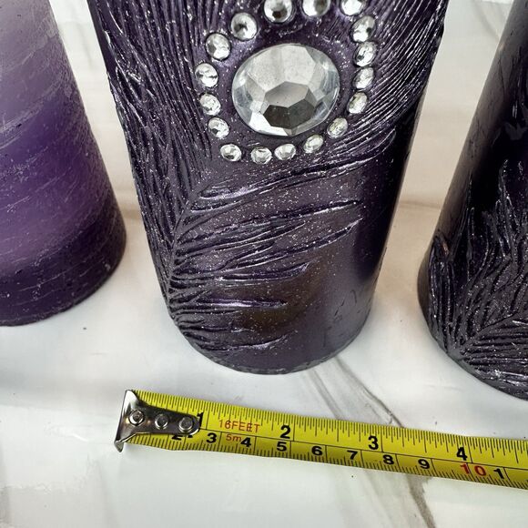 Purple Decorative Bedazzled Candles & Holders Single Wick & Battery Operated - Picture 11 of 14
